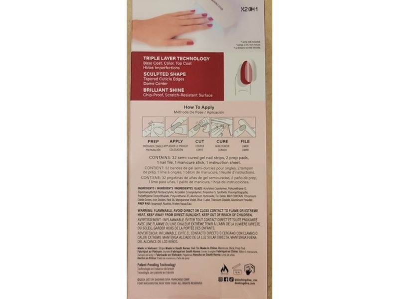 Dashing Diva Glaze Semi-Cured Gel Nail Strips Kit, Ruby Red Apple, 32 Count