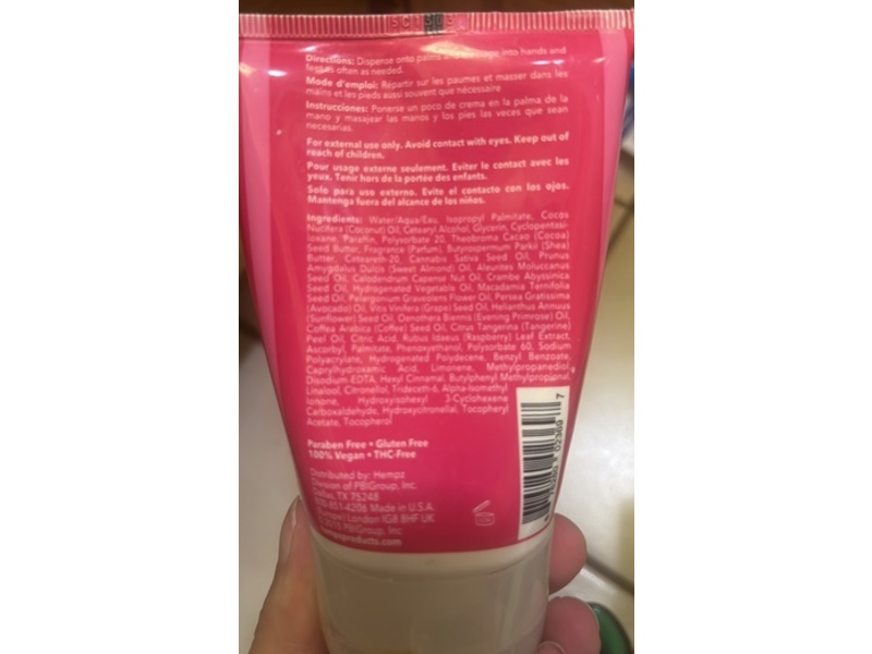 Hempz Hand & Foot Cream, Raspberry, 3.4 fl oz/100 mL