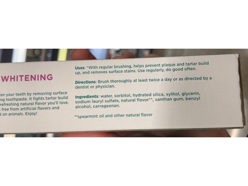 Tom's Of Maine Antiplaque & Whitening Toothpaste, Spearmint Gel, 4.0 oz/113 g, Pack Of 3