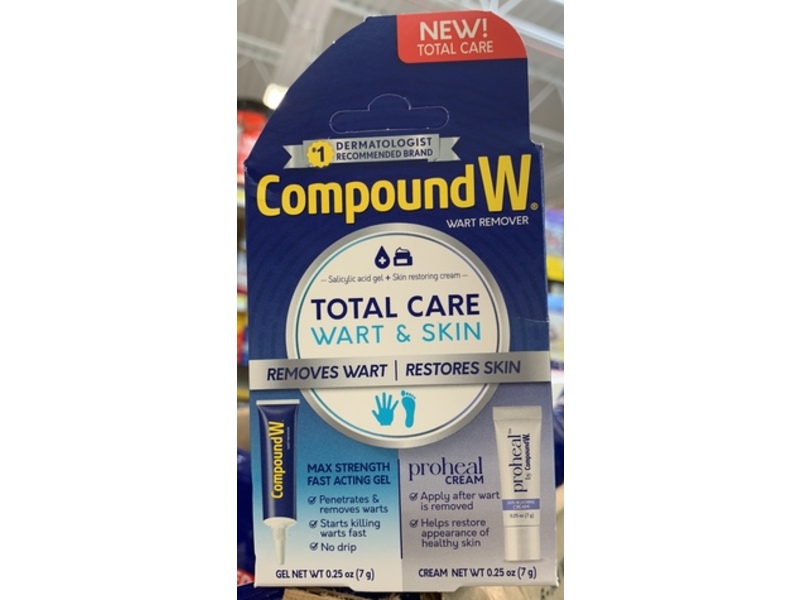 Compound W Total Care Wart & Skin Max Strength Fast Acting Gel & Proheal Cream, 0.25 oz/7 g, Set of 2