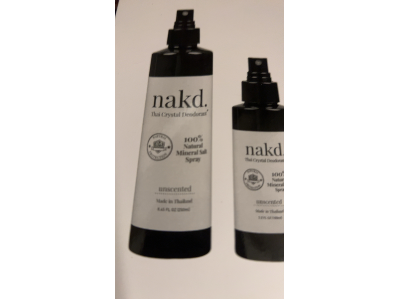 nakd. Thai Crystal Deodorant Spray Set, Natural Mineral Salt, 8.45 fl oz/250 mL & 3.3 fl oz/100 mL