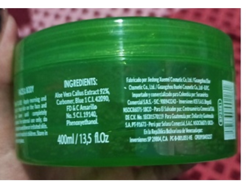 BACC Face & Body Gel, Aloe Vera Gel, 13.5 fl oz/400 mL