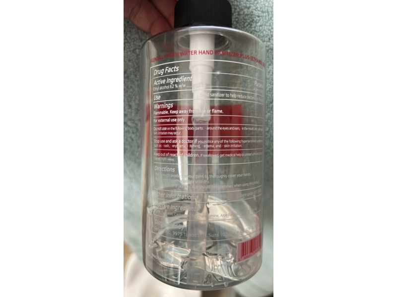 Kundal Fresh Water Hand Sanitizer, 16.90 fl oz/500 mL