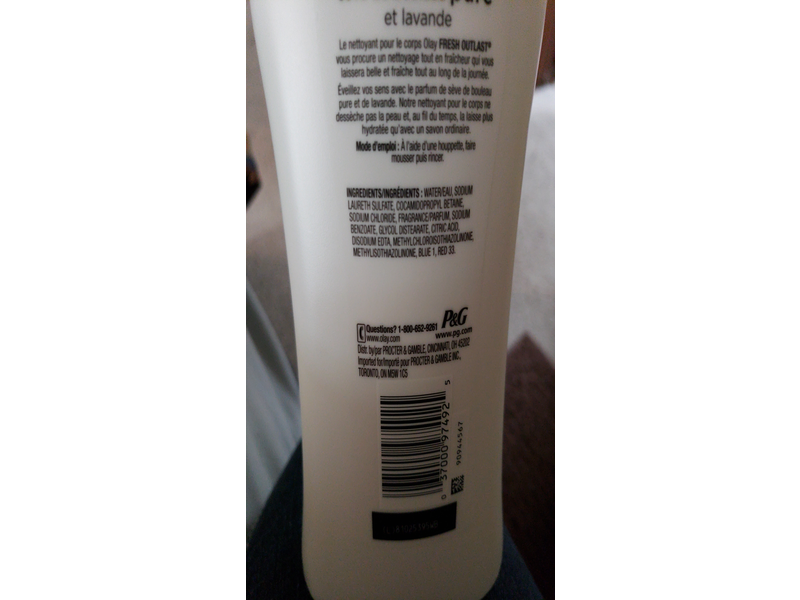 Olay Fresh Outlast Purifying Body Wash, Birch Water & Lavender, 700 mL