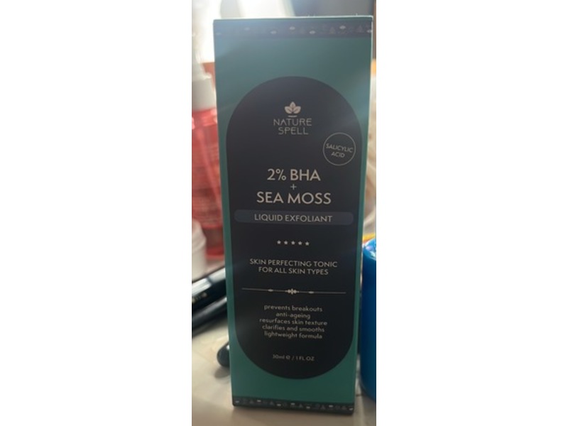Nature Spell Skin Perfecting Tonic Liquid Exfoliant, 2% Bha + Sea Moss, 1 fl oz/30 mL