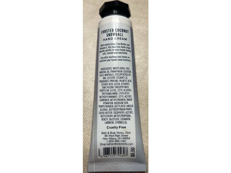 Bath & Body Works Shea Butter Hand Cream, Frosted Coconut Snowball, 1 fl oz/29 mL