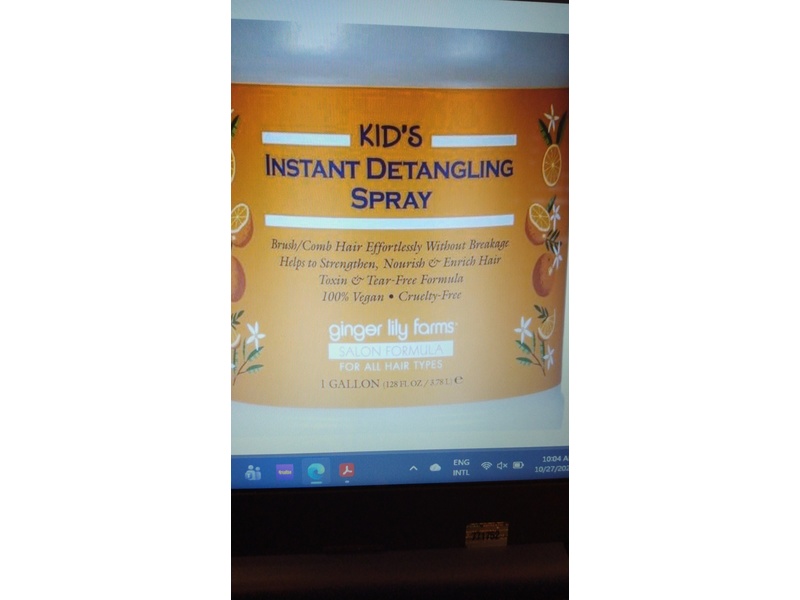 Ginger Lily Farms Kid's Instant Detangling Spray, Citrus Scent, 128 fl oz/3.78 L