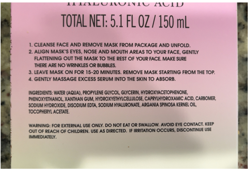 Lacura Hydrating Facial Sheet Mask, Hyaluronic Acid, 5.1 fl oz/150 mL, 6 Count