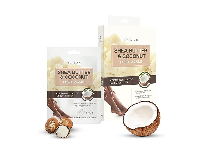 Skin 2.0 Foot Masks, Shea Butter & Coconut, 0.85 oz/24 g, 3 Pair