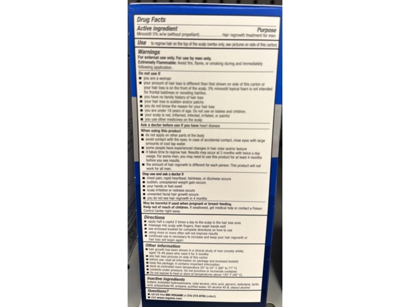 Men’s Rogaine Hair Regrowth Treatment Foam, 5% Minoxidil, Unscented, 2.11 oz/60 g