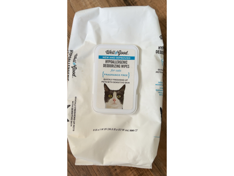 Well & Good Deodorizing Cat Wipes, Pack Of 100