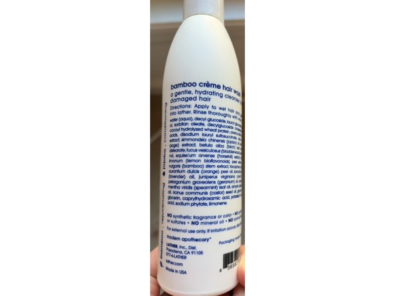 Lather Hair Wash, Bamboo Creme, 8 fl oz/236 mL