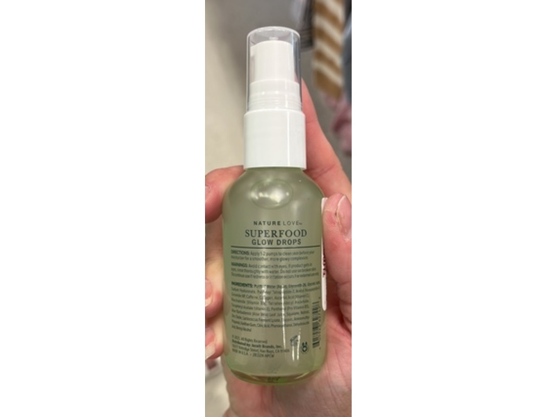 Nature Love Superfood Smoothing Glow Drops, Peptides + Niacinamide, 2 fl oz/59 mL