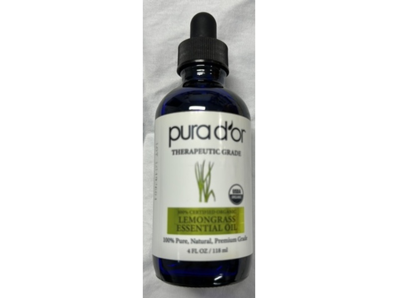 Pura d'or Therapeutic Grade Essential Oil, Lemongrass, 4 fl oz/118 mL