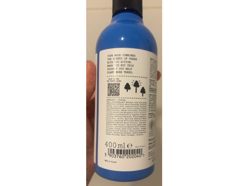 Yope Natural Moisturising Shower Gel, Guaiac Tree, 13.5 fl oz/400 mL