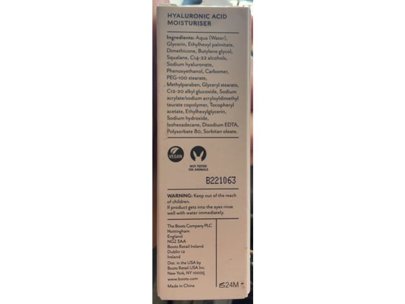 Boots Ingredients Hyaluronic Acid, Moisturiser, 1 fl oz/30 mL