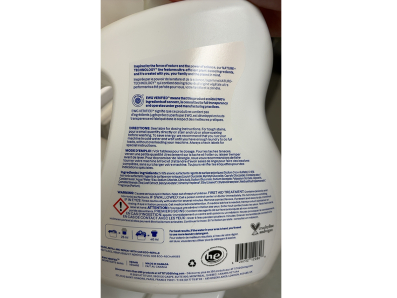 Attitude Laundry Detergent, Wildflowers, 80 Loads, 67.6 fl oz/2 L