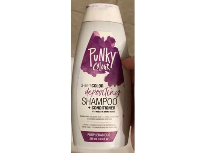 Punky Colour 3-In-1 Color Depositing Shampoo + Conditioner, Keratin Amino Acids, Purpledacious, 8.5 fl oz/250 mL