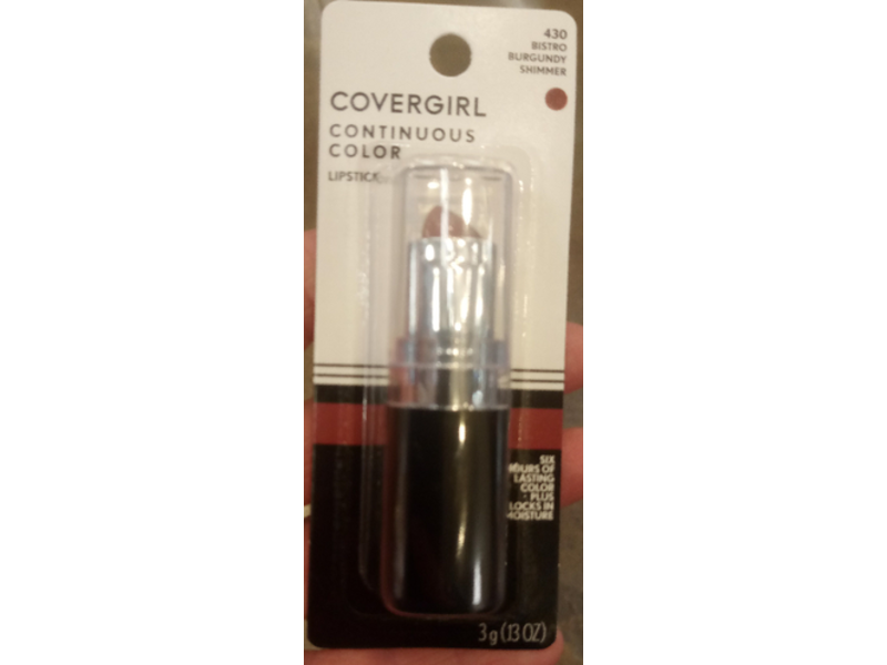 CoverGirl Continuous Color Lipstick, Bistro Burgandy 430, 13 oz /3 g