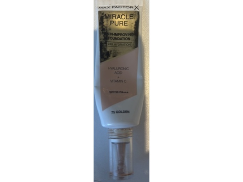 Max Factor Miracle Pure Skin-Improving Foundation, SPF 30 PA+++, 75 Golden, 30 mL