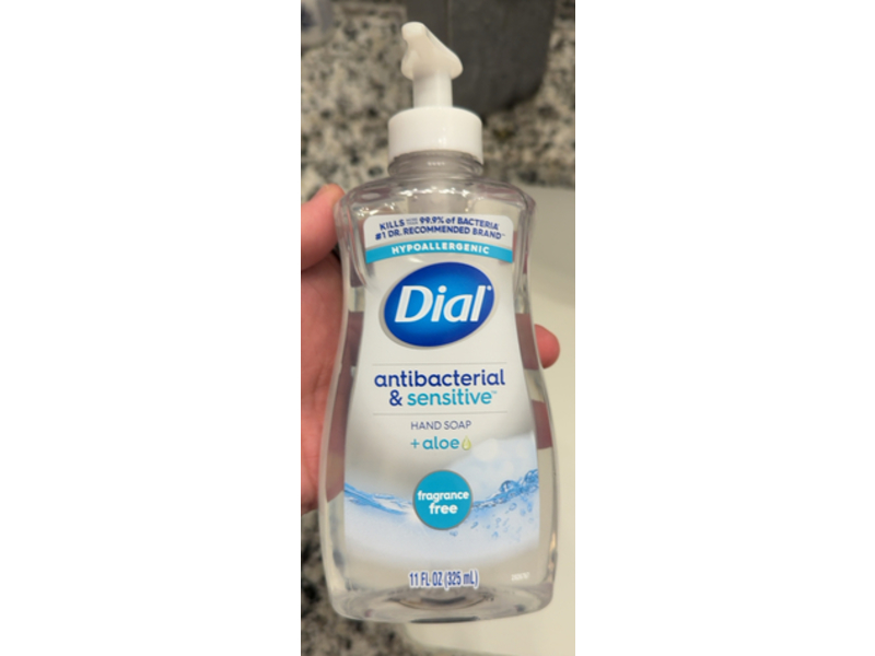 Dial Antibacterial Sensitive Aloe Hand Soap, Fragrance Free, 11