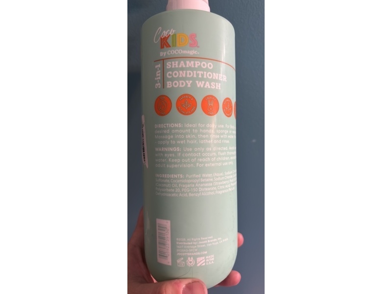 Coco Kids 3 In 1 Shampoo Conditioner Body Wash, Marine Mango, 24 fl oz/709 mL