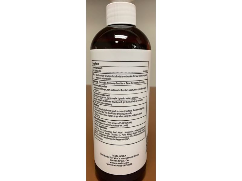 Pura d'or Superior Hand Sanitizer, Lemongrass Soothing Scent, 16 fl oz/473 ml