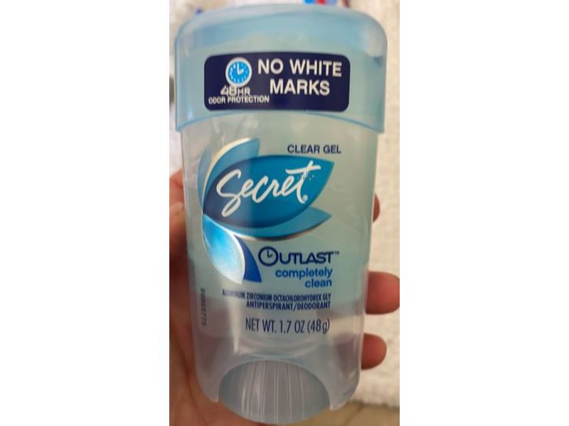 Secret Outlast Clear Gel Antiperspirant & Deodorant, Completely Clean Scent, 1.7 oz/48 g