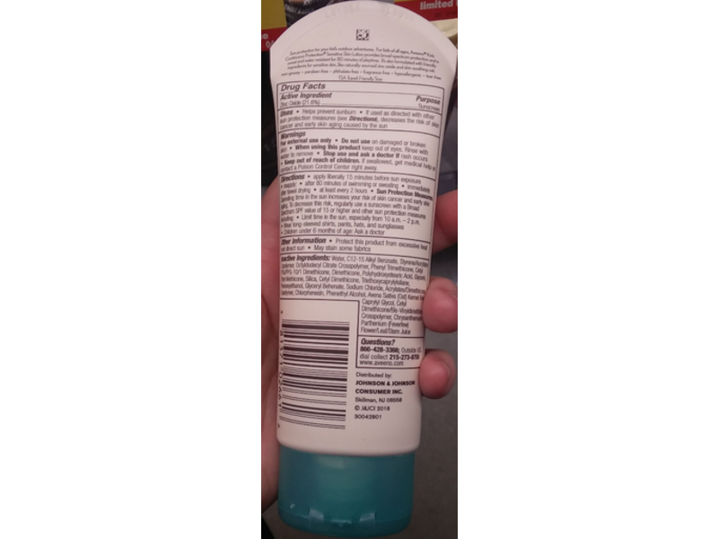 Aveeno Kids Continuous Protection Sensitive Skin Zinc Oxide Sunscreen, SPF 50, 3 fl oz/88 mL