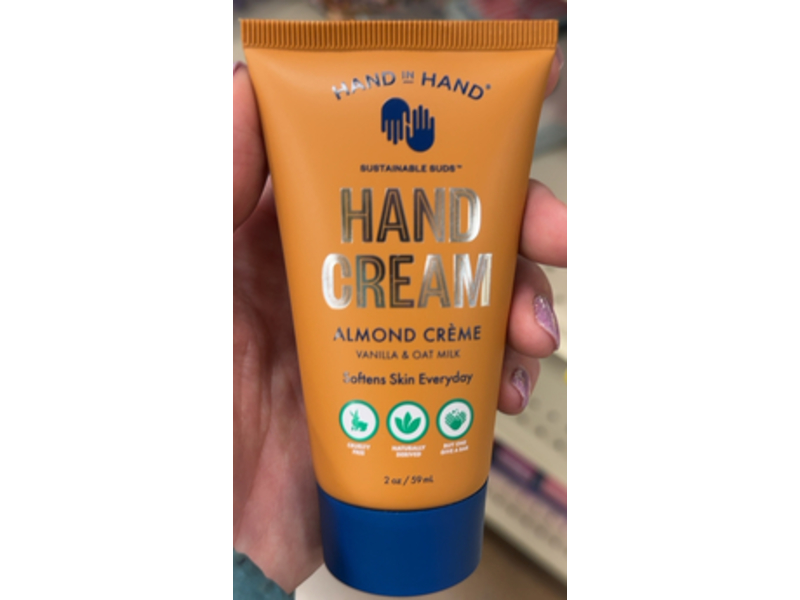 Hand In Hand Almond Hand Cream, Vanilla & Oat Milk, 2 oz/59 mL