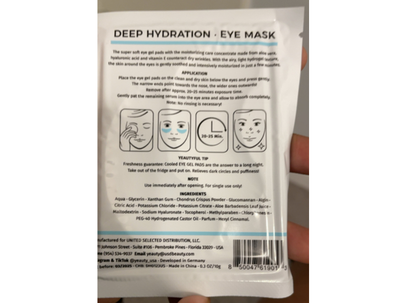 Yeauty Deep Hydration Eye Mask, 0.3 oz/10 g