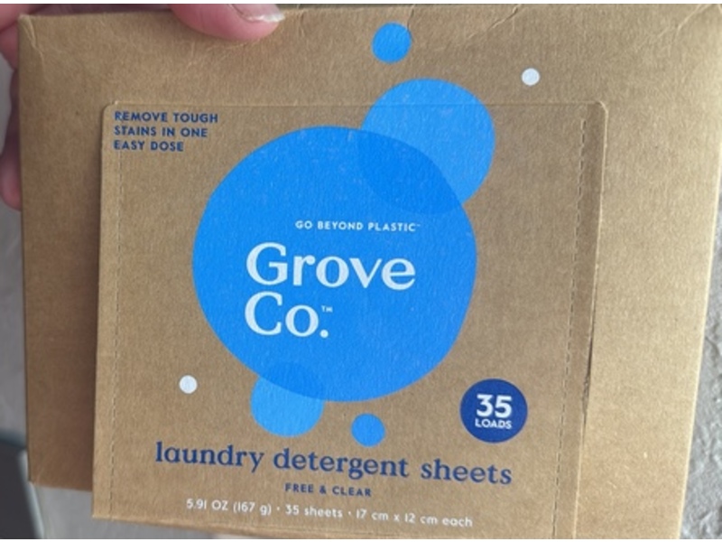 Grove Co Laundry Detergent Sheets, Free & Clear, 35 Loads, 5.91 oz/167 g