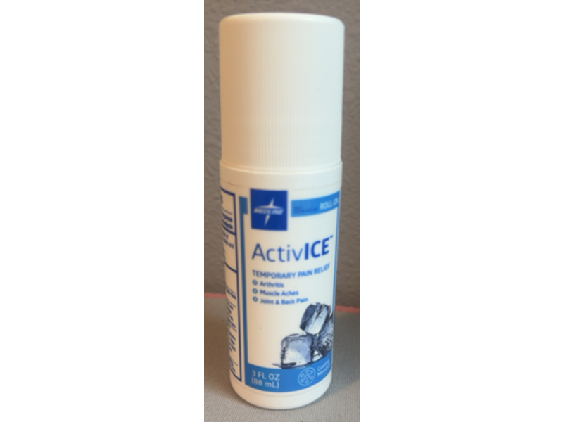 Medline Activice Temporary Pain Reliever Roll On, Cooling Menthol, 3 fl oz/88 mL