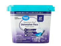 Great Value Premium Plus Dishwasher Pacs, Fresh Scent, 21.3 oz/606 g, 47 Count - Image 2