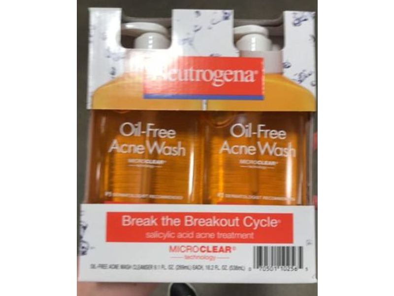 Neutrogena Oil-Free Acne Fighting Face Wash, 2 Count