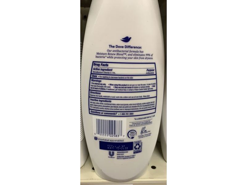 Dove Care And Protect Antibacterial Body Wash Soap, 22 fl oz / 650 ml