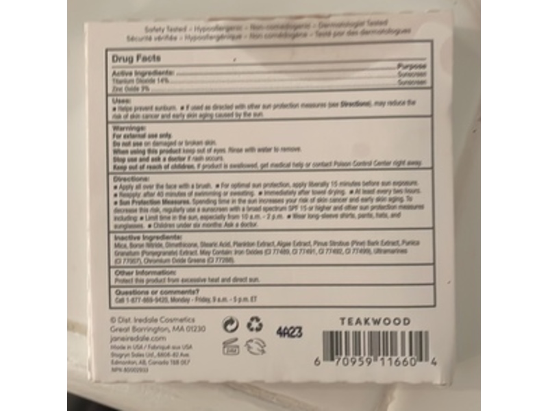 Jane Iredale Mineral Foundation Refill, SPF 20, Teak Wood, 0.35 oz/9.9 g