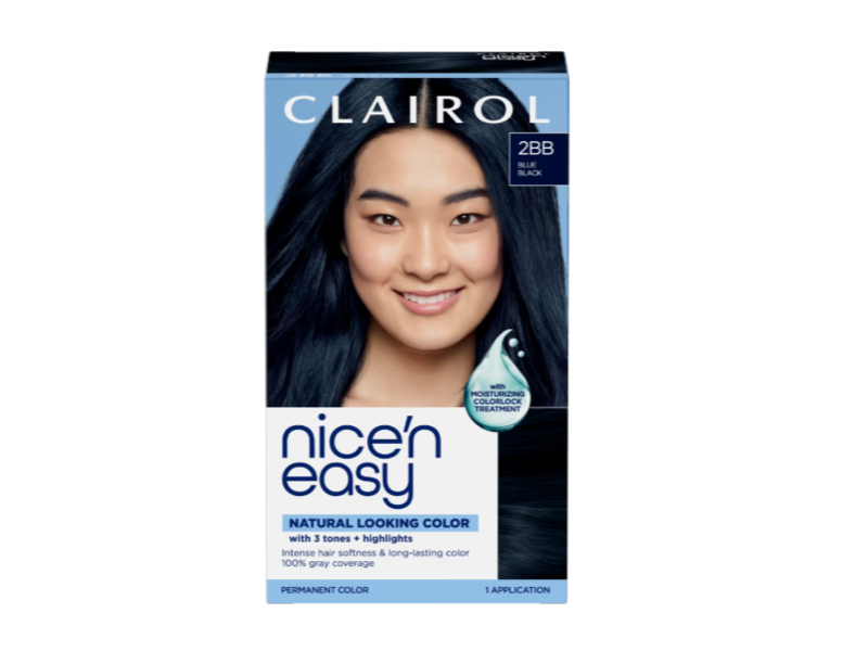 Clairol Nice'n Easy 3 Tones+Highlights Permanent Hair Color, 2BB Blue Black, 1 Application