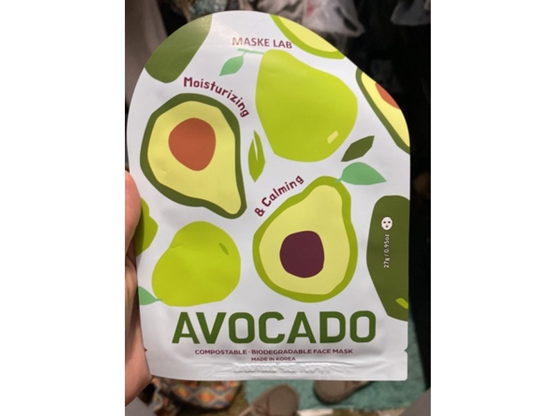 Maske Lab Moisturizing & Calming Face Mask, Avocado, 0.95 oz/27 g