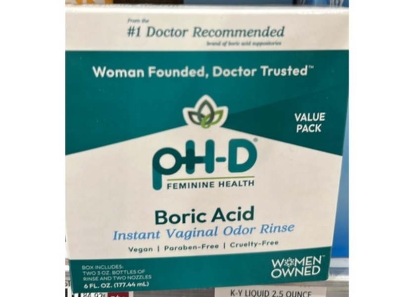 pH-D Feminine Health Support Instant Vaginal Odor Rinse, Boric Acid, 6 fl oz/177.44 mL, Pack Of 2