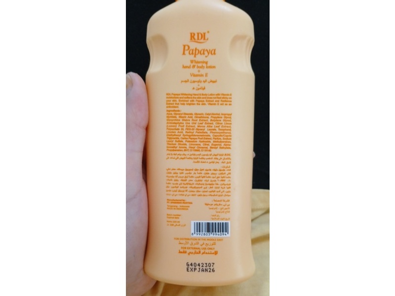 RDL Whitening Hand & Body Lotion, Papaya, 200 mL