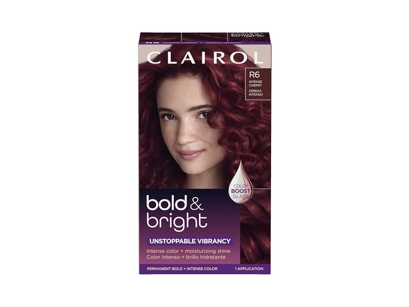 Clairol Bold & Bright Permanent Hair Color Kit, R6 Intense Cherry
