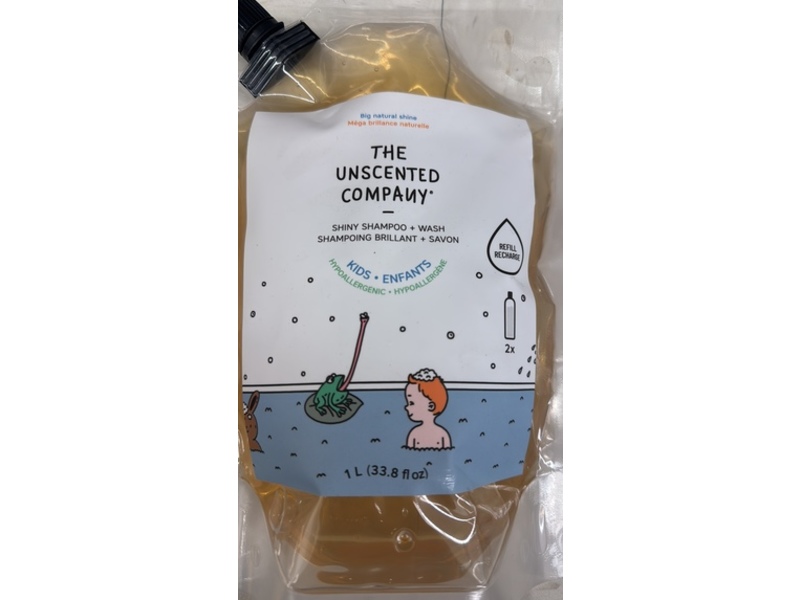 The Unscented Company Kids Shiny Shampoo + Wash Refill, 33.8 fl oz/1 L