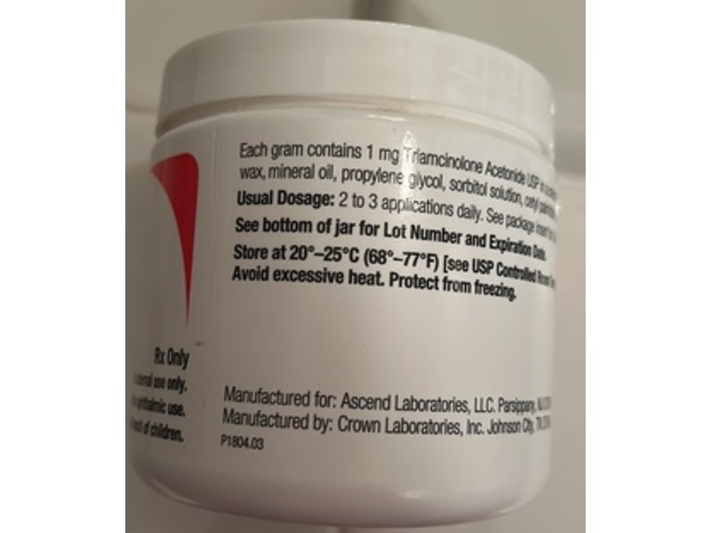 Triamcinolone Acetonide Cream 0.1% USP, 454 g, Ascend Laboratories (RX)