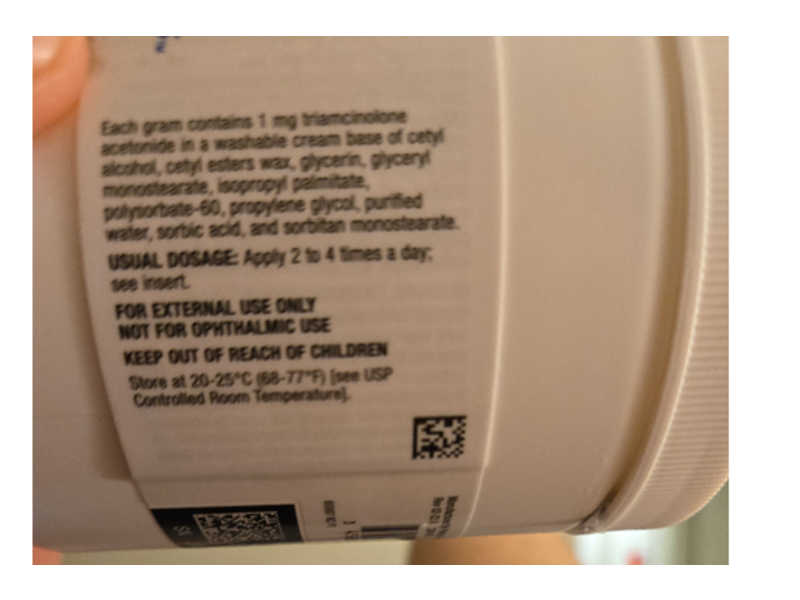 Triamcinolone Acetonide Cream 0.1%, 454 g, Padagis (Rx)