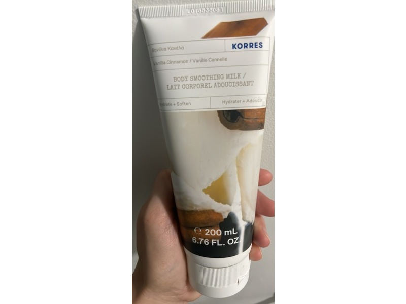 Korres Hydrate + Soften Body Smoothing Milk, Vanilla Cinnamon, 6.76 fl oz/200 mL