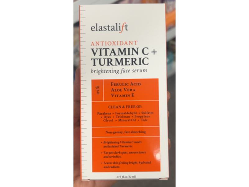 Elastalift Antioxidant Brightening Facial Serum, Vitamin C + Turmeric Oil, 1.75 fl oz/52 mL