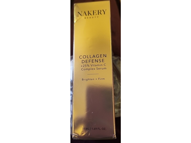 Nakery Beauty Brighten + Firm Collagen Defense Serum, Vitamin C, 1.69 fl oz/50 mL