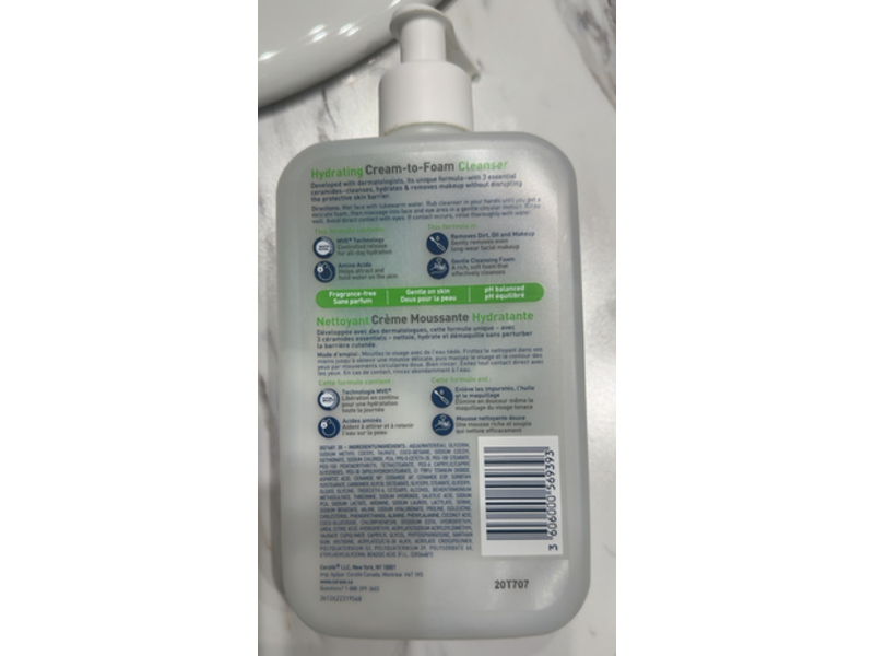 Cerave Hydrating Cream-To-Foam Cleanser, 473 mL