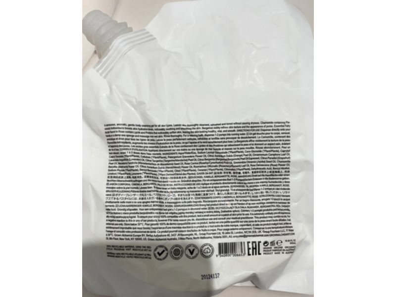 Grown Alchemist Body Cleanser Refill Pouch, Chamomile Bergamot Rose, 16.90 fl oz/500 mL